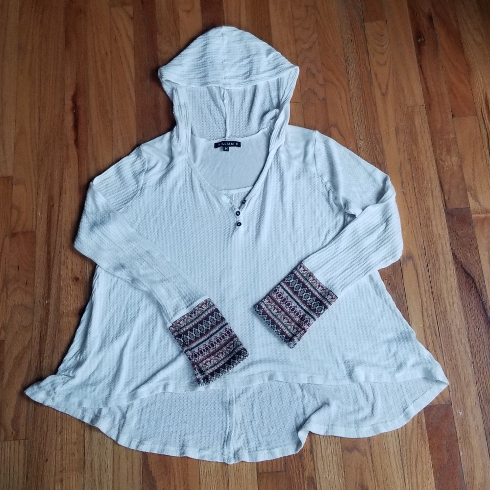 William B Oversized Hooded Waffle Knit Sweater